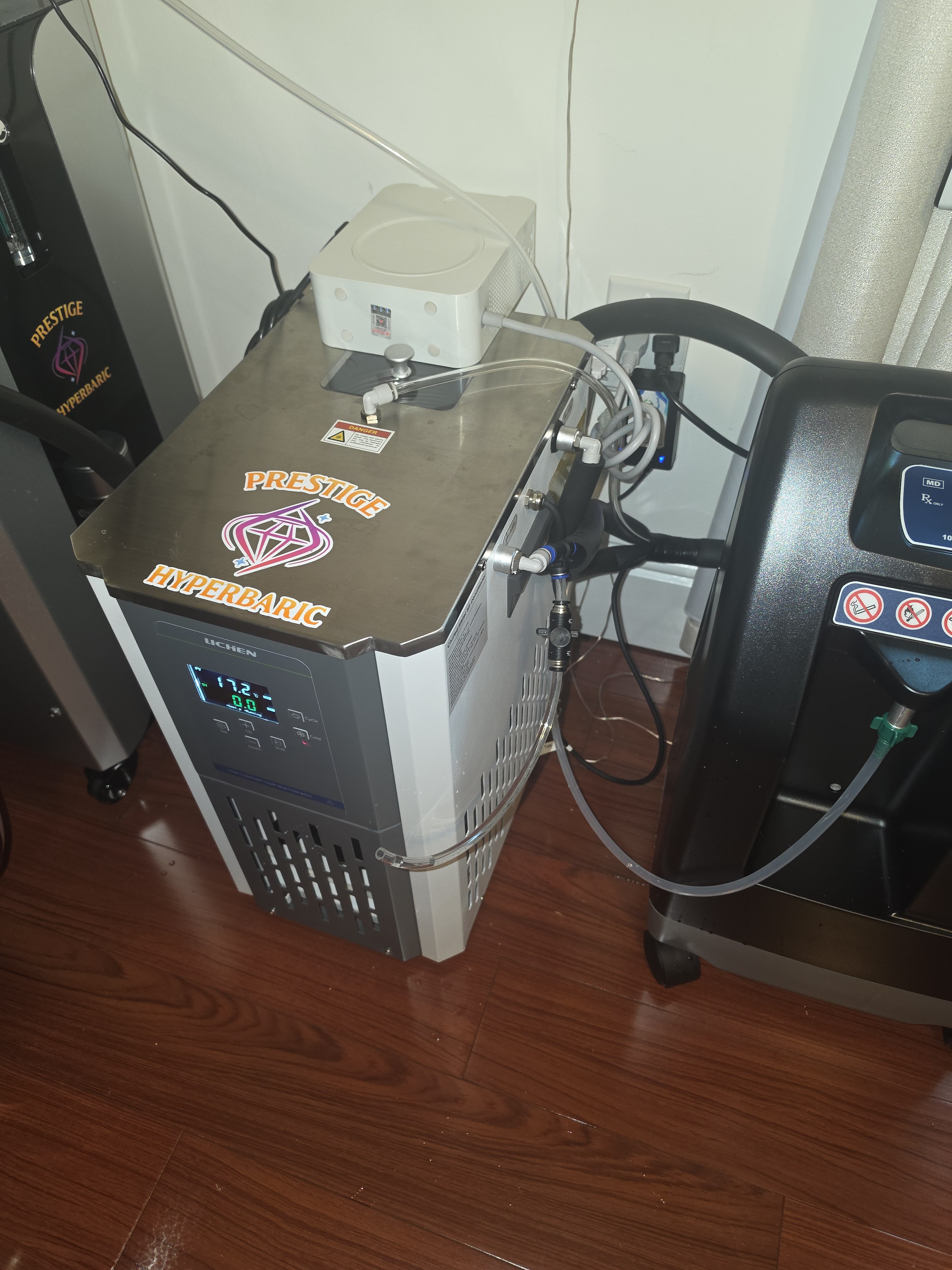 Grand Vessel hyperbaric equipment prepared in a private wellness room