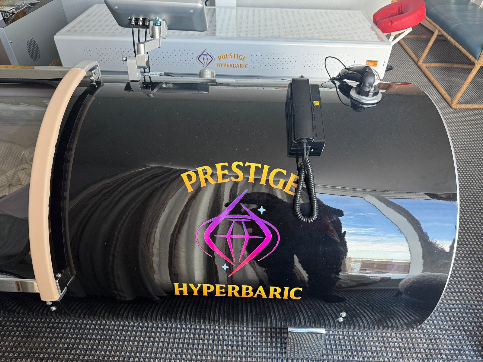 Prestige technician-planned chamber placement in a home wellness room
