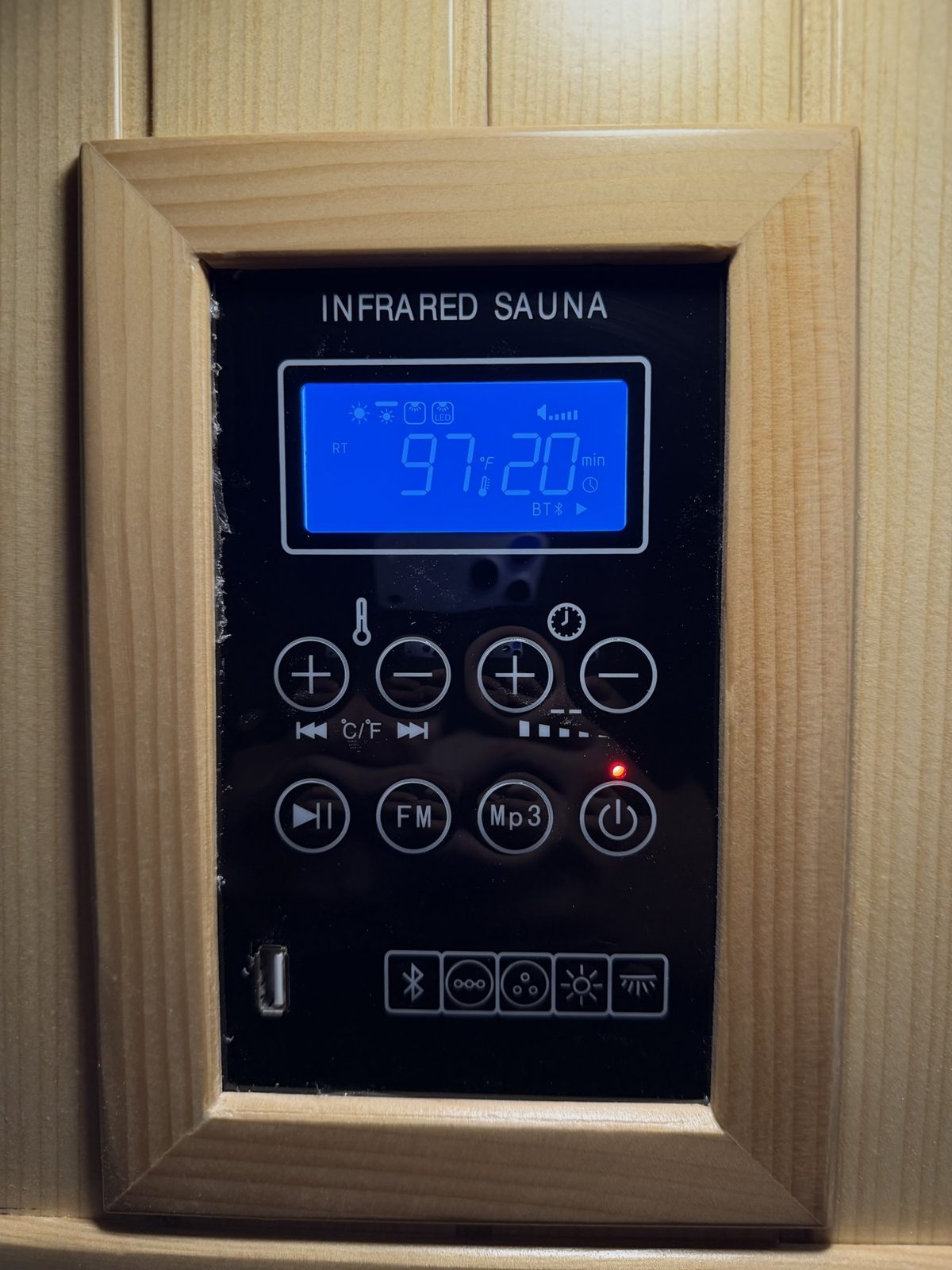 Classic Carbon Duo Sauna digital control panel