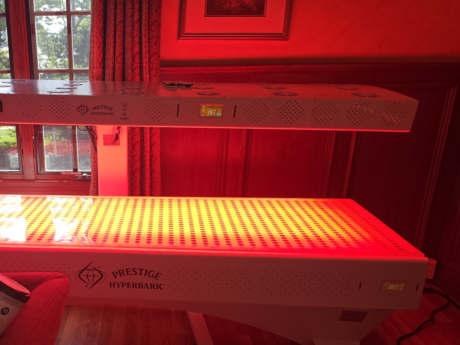 Prestige Pro red light bed detail in a private wellness room