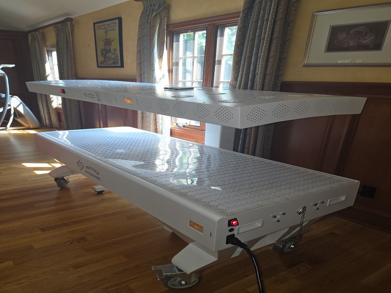 Customer install: Prestige Pro Modular 9-Wavelength Red Light Therapy Bed installed in a home sitting room in Fairfield, CT