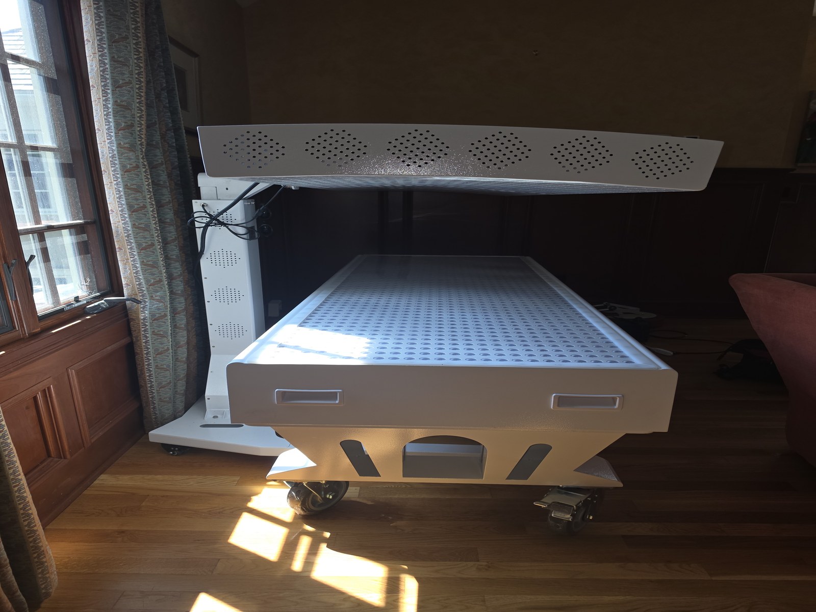 Red light bed room placement and clean access
