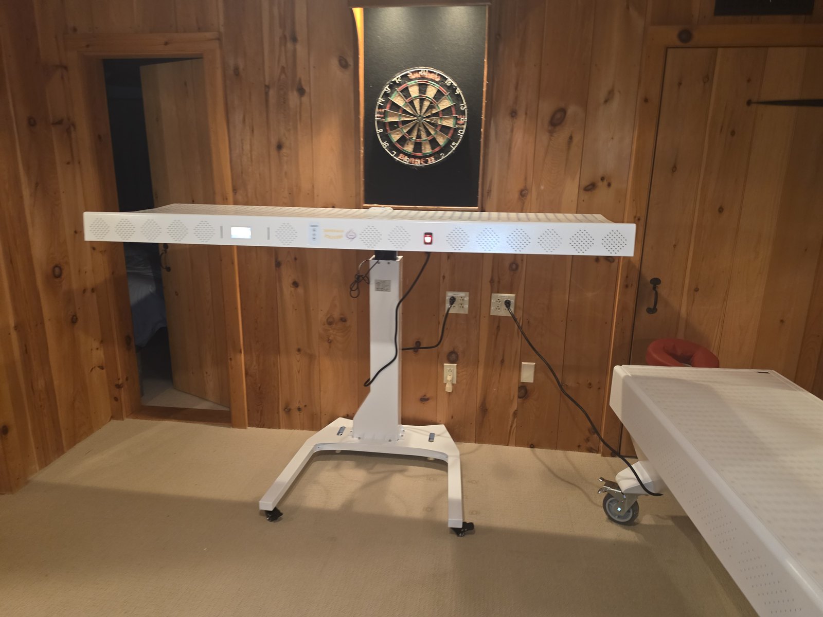 Finished modular red light therapy bed setup