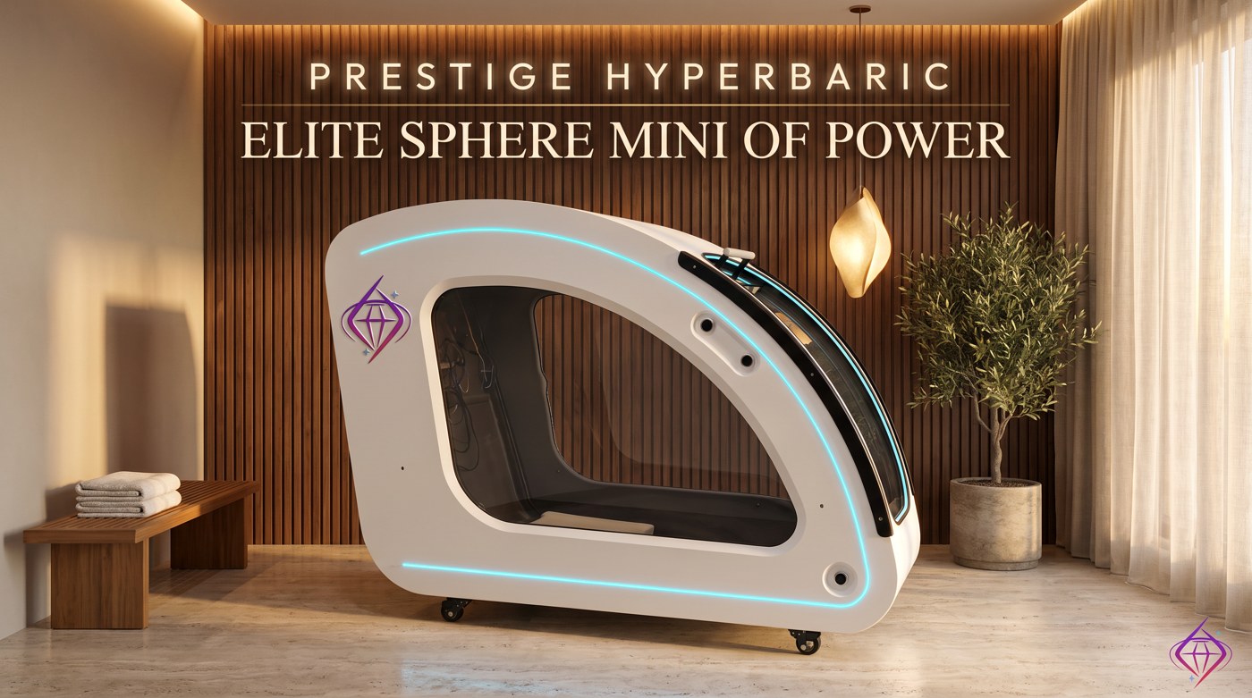 Elite Sphere Mini of Power — Prestige Hyperbaric Elite Series compact luxury panoramic hardshell hyperbaric chamber in private wellness suite