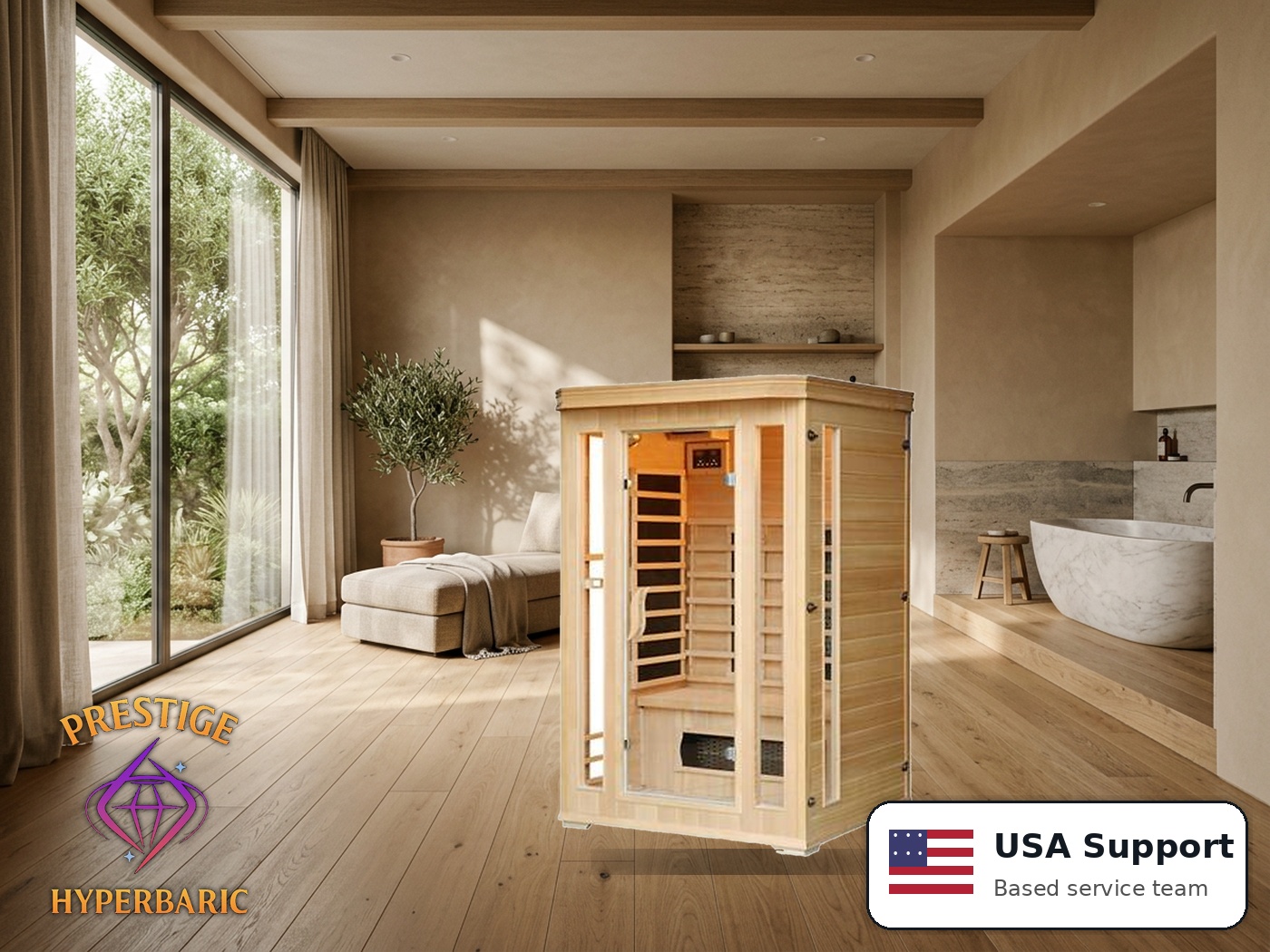 Prestige Wellness Hybrid Heat Duo Sauna lifestyle product image