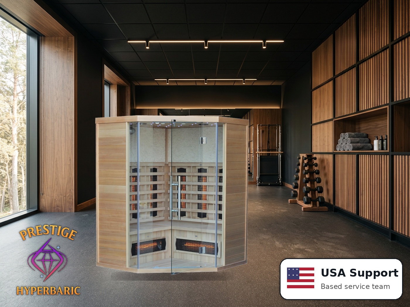 Prestige Wellness Mosaic Light Trio Corner Sauna lifestyle product image