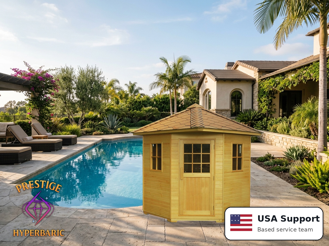 Prestige Wellness Outdoor Ceramic Quad WeatherGuard Sauna lifestyle product image