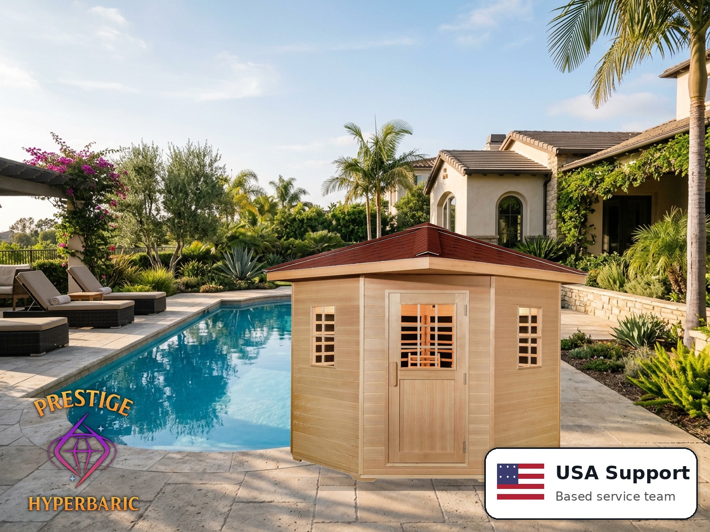 Prestige Wellness Outdoor Carbon Quad Sauna lifestyle product image