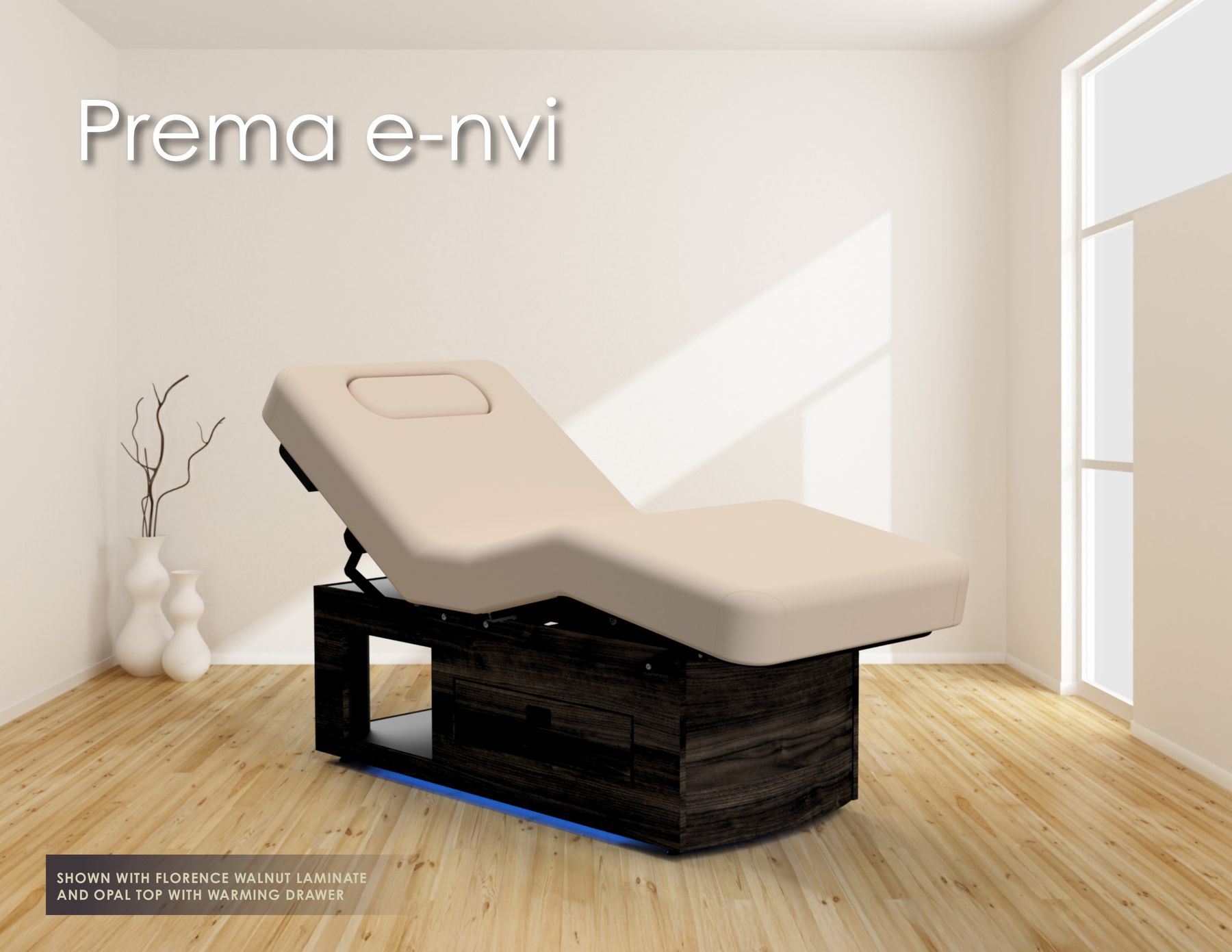 Prema e-nvi SHOWN WITH FLORENCE WALNUT LAMINATE AND OPAL TOP WITH WARMING DRAWER